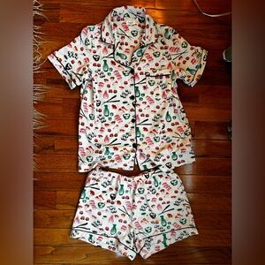 BedHead Women's Cotton Pajama Set - White with Sushi Print - Medium - Nwot
